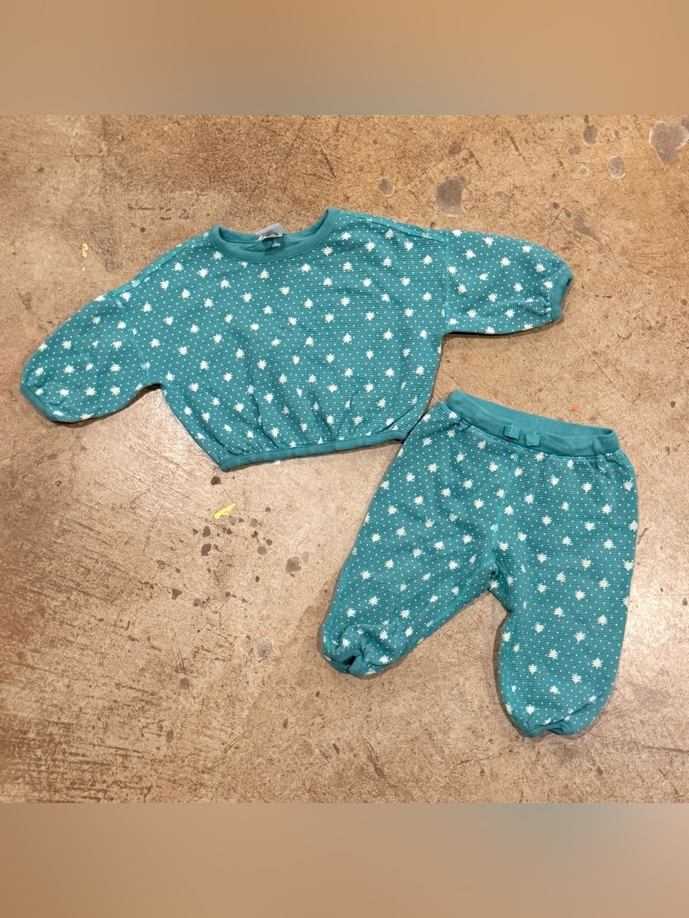 Hanna Andersson Baby Long Sleeve Waffle Top & Pants Set light green Forrest 6-12